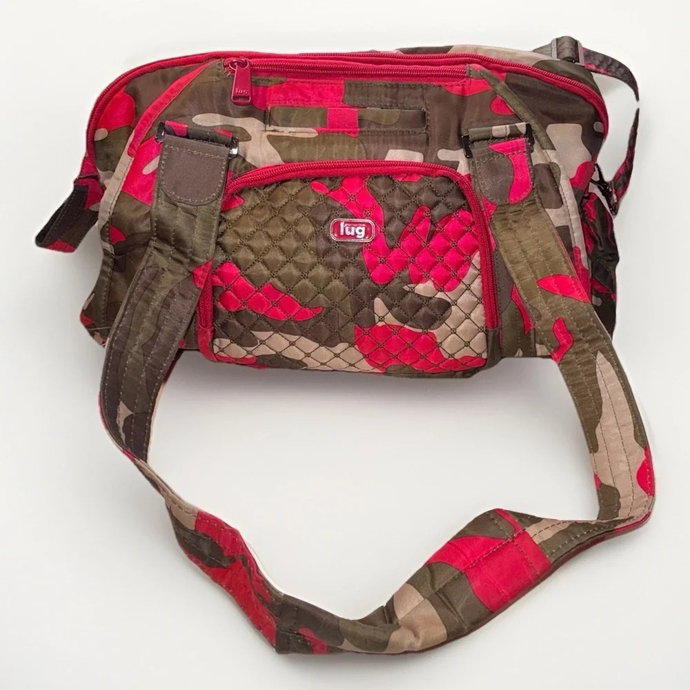 Lug‎ Propeller Pink Green Camo Duffel Bag Travel Carry On Overnight Gym Yoga Bag